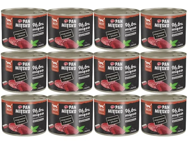 PAN MIĘSKO vepřové maso s jelenem krmivo pro kočky 12x200 g
