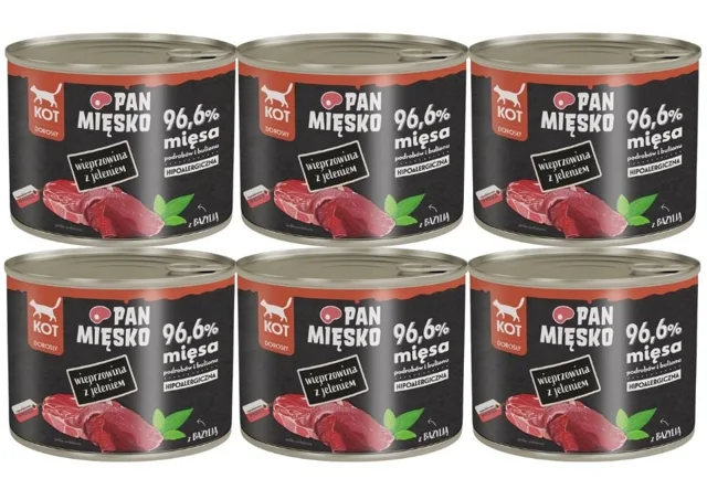 PAN MIĘSKO vepřové maso s jelenem, krmivo pro kočky 6x200 g
