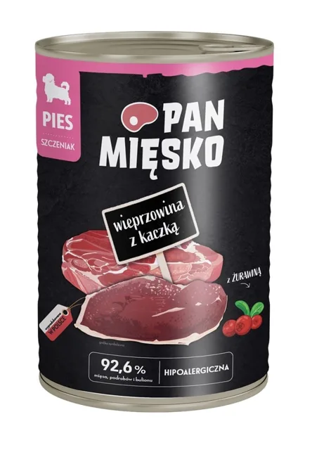 PAN MIĘSKO Vepřové maso s kachnou krmivo pro štěňata 400 g