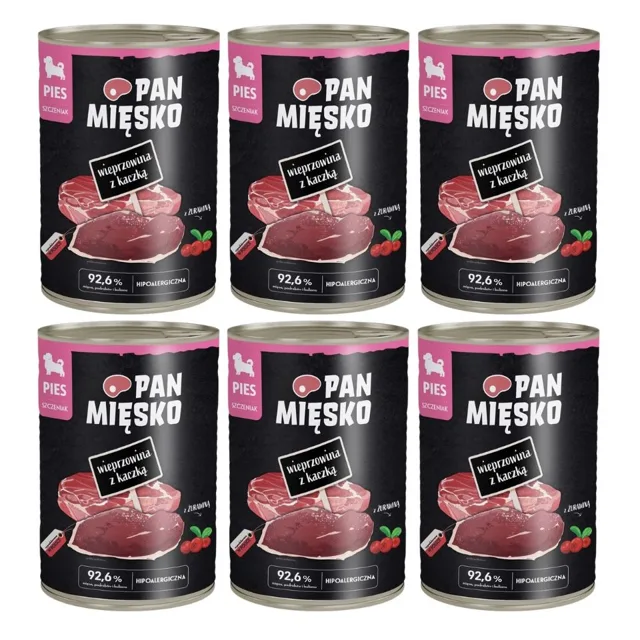 PAN MIÉSKO vepřové maso s kachnou, krmivo pro štěňata 6x400 g