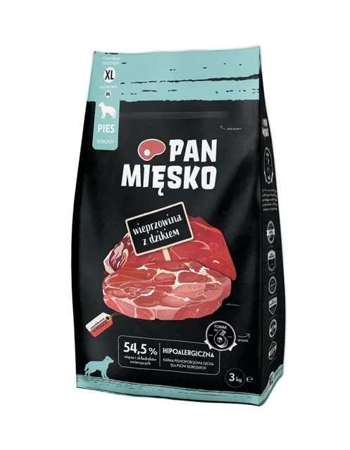 PAN MIĘSKO Vepřové s divočákem pro psy, křupky XL 3 kg