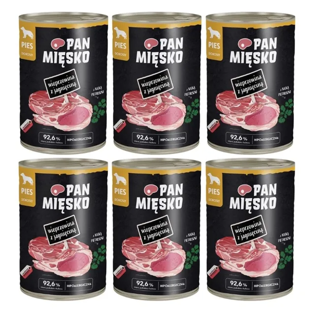 PAN MIÉSKO Vepřové s jehněčím, krmivo pro psy 6x400 g