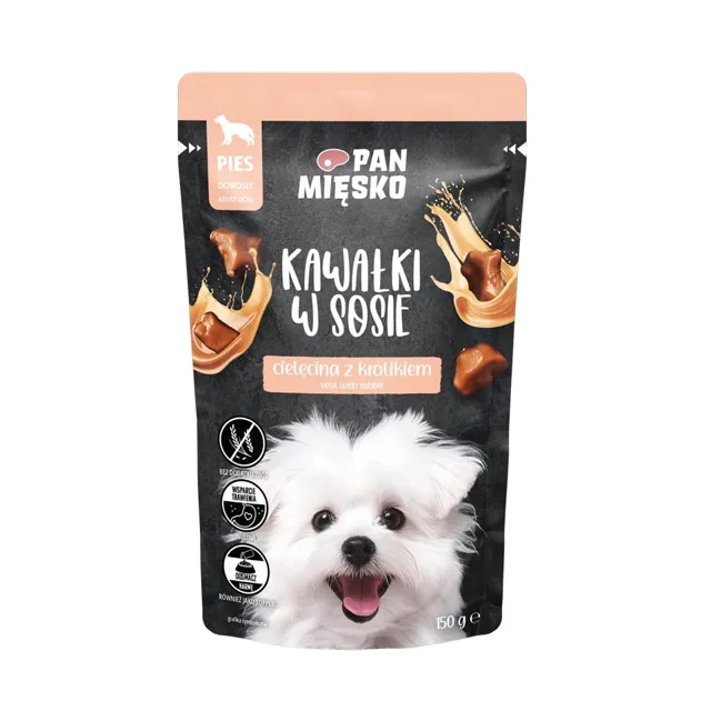 PAN MIŠKO Kousky v omáčce Telecí s králíkem krmivo pro psy 150 g