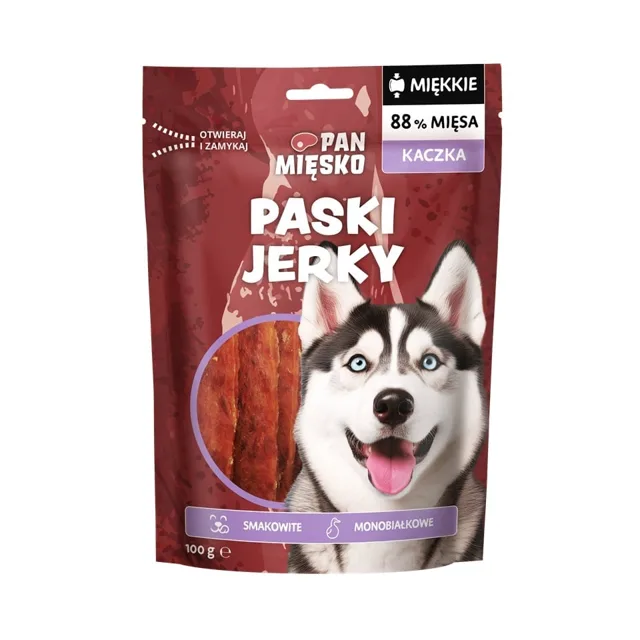 PAN MIŠKO Pásky Jerky Kachna pamlsek pro psa 100 g
