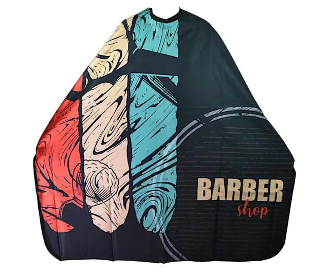 Pánská pláštěnka na stříhání vlasů a vousů Eurostil Professional Barber - černá s potiskem (07935) + dárek zdarma