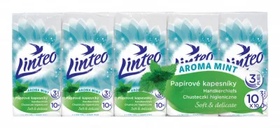 Papírové kapes.LINTEO vůně máty 3vrstvé bílé 10x10