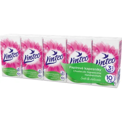 Papírové kapesníky LINTEO 3-vrstvé bílé 10x10ks