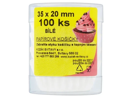 Papírové košíčky bílé 35x20mm 100 ks