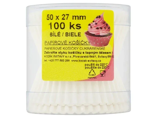 Papírové košíčky bílé 50x27mm 100 ks