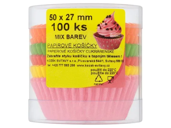 Papírové košíčky mix barev 50x27mm 100 ks