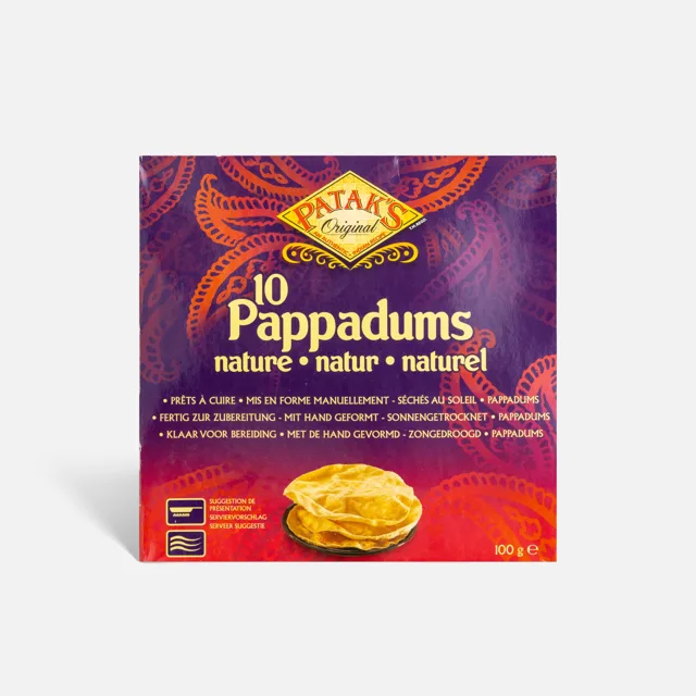 Pappadums Natural 100 g  indický neochucený křupavý chleba ke curry, dipům i jako snack