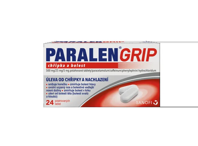 Paralen GRIP Chřipka a bolest 500 mg/25 mg/5 mg tbl.flm.24
