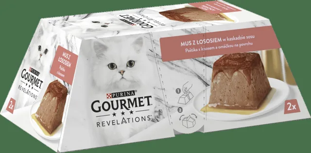 Paštika Gourmet Revelations s lososem a omáčkou 2×57 g