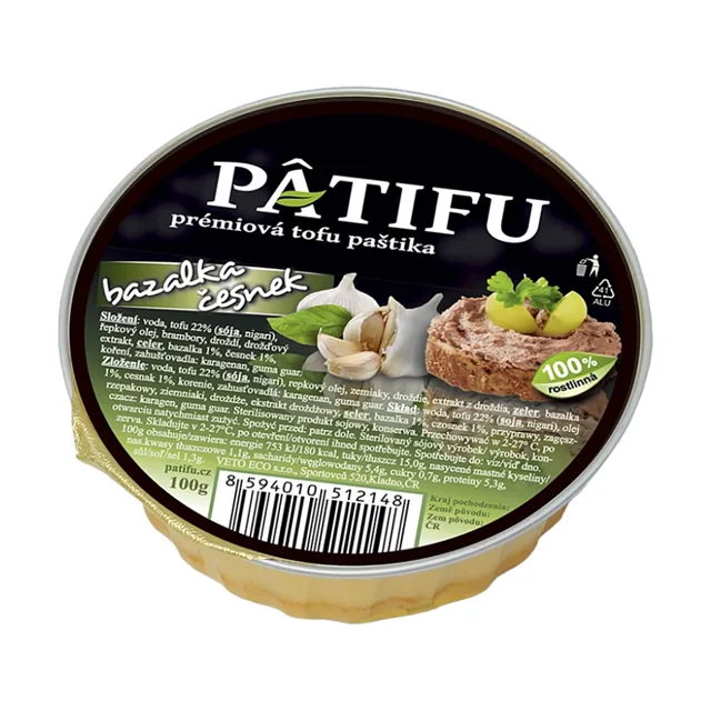 PATIFU Prémiová tofu paštika bazalka a česnek 100 g