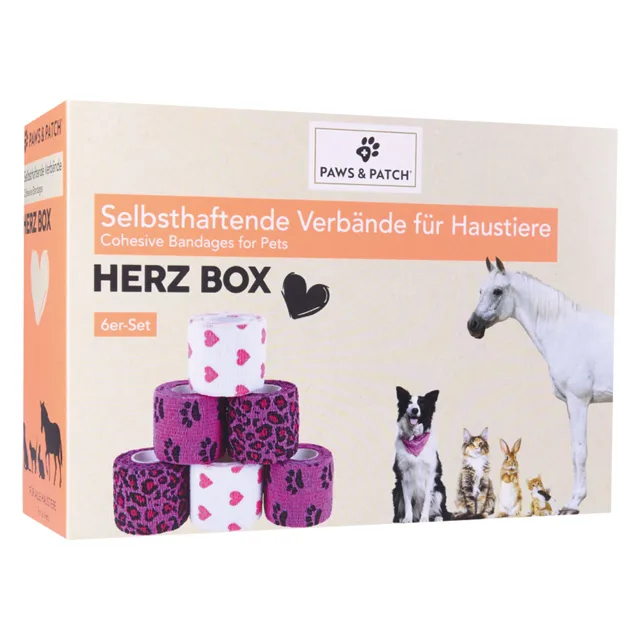 PAWS & PATCH samolepící obvaz - Box Srdce, 6 rolek obvazů