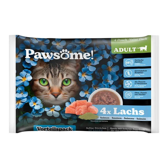 Pawsome Adult Cat 4 x 85 g - Losos