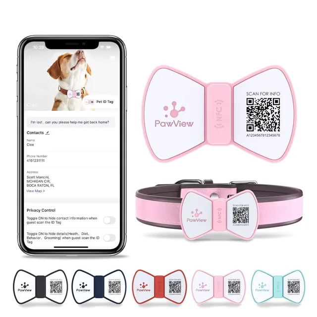 PawView chytrá známka pro psy pánský motýlek - růžová | P54838