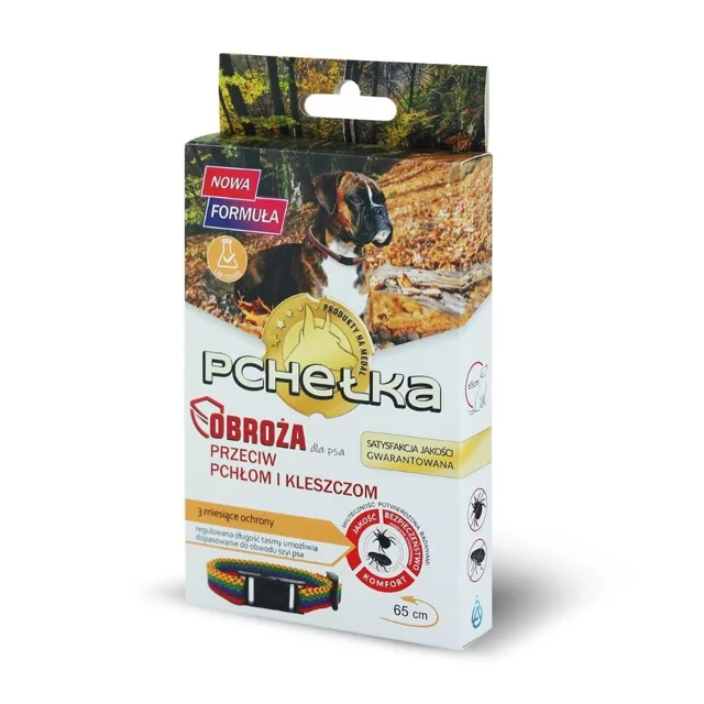 PCHELKA Obojek proti klíšťatům a blechám pro psy, duhový M 65 cm