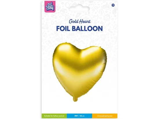 PD Fóliový balónek srdce zlaté 46 cm