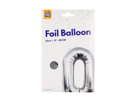 PD Party fóliový balónek č. 0 stříbrná, 86 cm