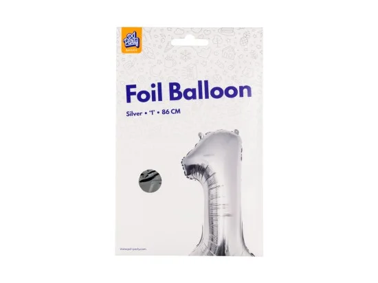 PD Party fóliový balónek č. 1 stříbrná, 86cm