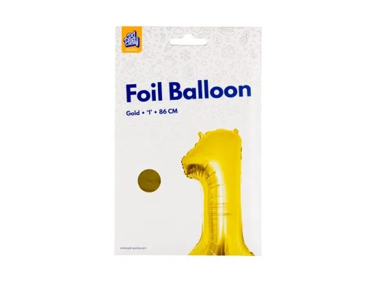 PD Party fóliový balónek č. 1 zlatá, 86 cm