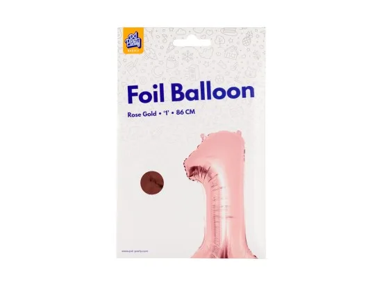 PD Party fóliový balónek č. 1 zlatá růžová, 86 cm