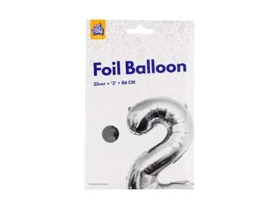 PD Party fóliový balónek č. 2 stříbrná, 86 cm