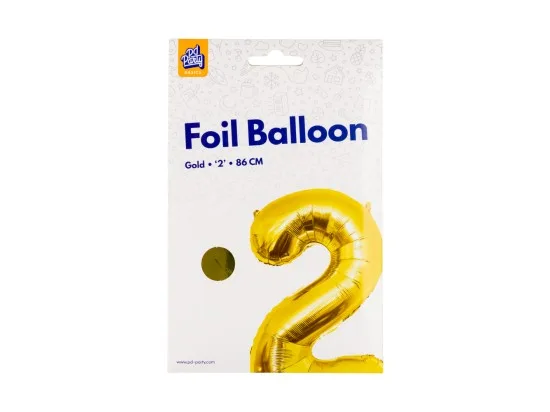 PD Party fóliový balónek č. 2 zlatá, 86 cm