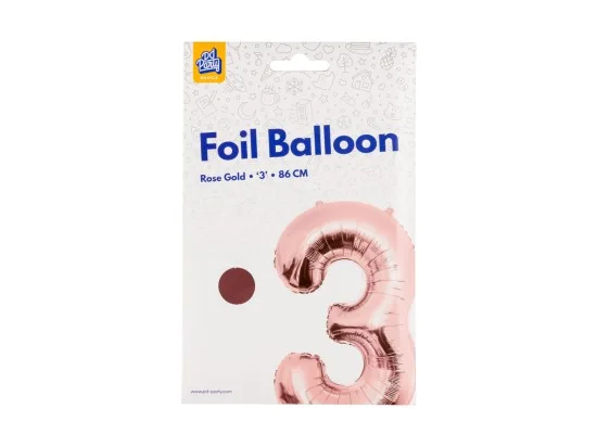 PD Party fóliový balónek č. 3 zlatá růžová, 86 cm