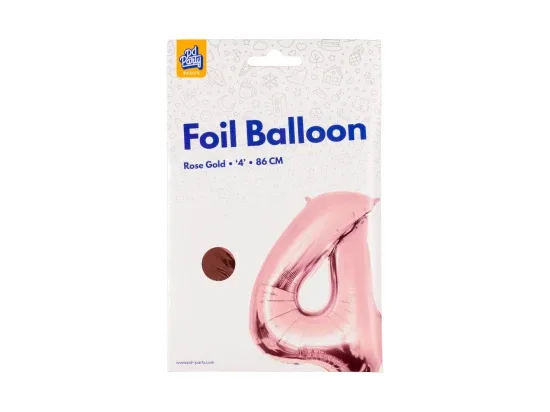 PD Party fóliový balónek č. 4 zlatá růžová, 86 cm