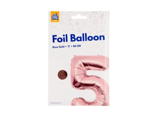 PD Party fóliový balónek č. 5 zlatá růžová, 86 cm