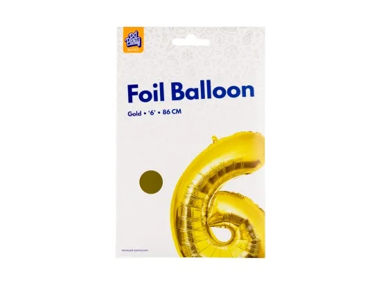 PD Party fóliový balónek č. 6 zlatá, 86 cm