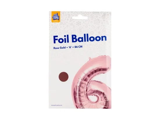 PD Party fóliový balónek č. 6 zlatá růžová, 86 cm