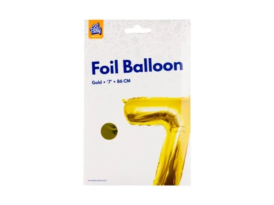 PD Party fóliový balónek č. 7 zlatá, 86 cm