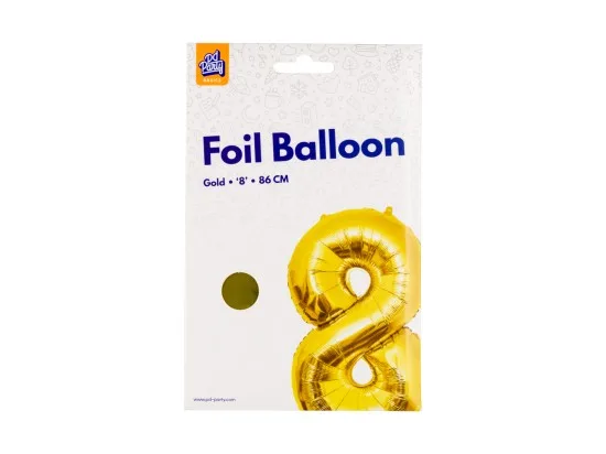 PD Party fóliový balónek č. 8 zlatá, 86 cm