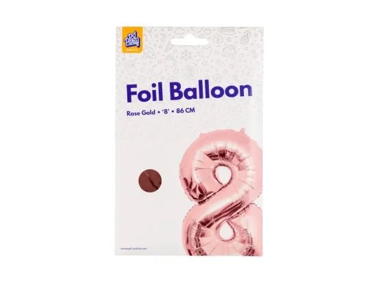 PD Party fóliový balónek č. 8 zlatá růžová, 86 cm