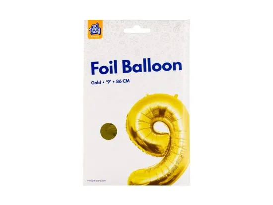 PD Party fóliový balónek č. 9, zlatá 86 cm