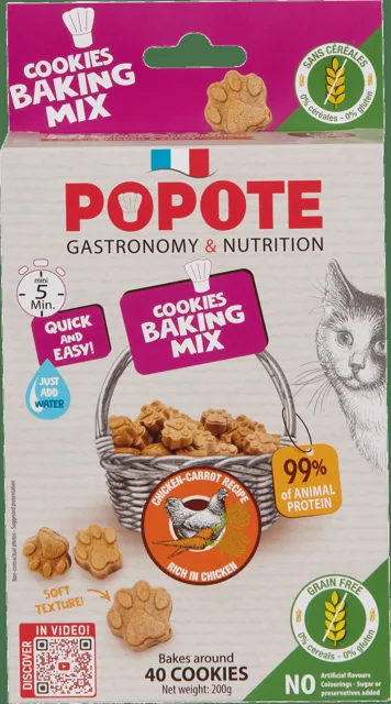 Pečící směs na sušenky pro kočky Popote kuře s mrkví 200g
