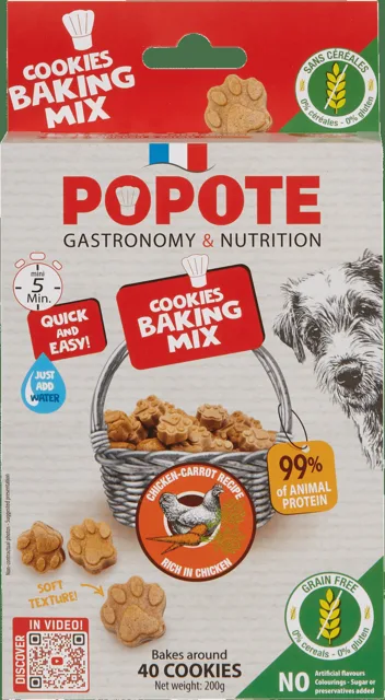 Pečící směs na sušenky pro psy Popote kuře+mrkev 200g