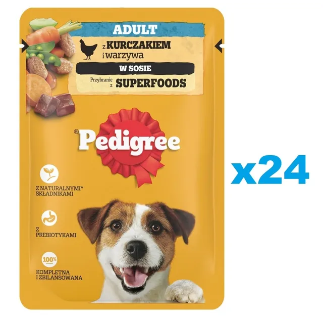 PEDIGREE Adult kapsičky 24x100g mokré krmivo pro dospělé psy kousky kuřete a zeleniny v omáčce