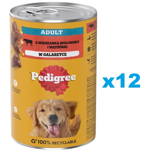 PEDIGREE Adult konzerva 12x1200g kompletní mokré krmivo pro dospělé psy s hovězím masem v želé