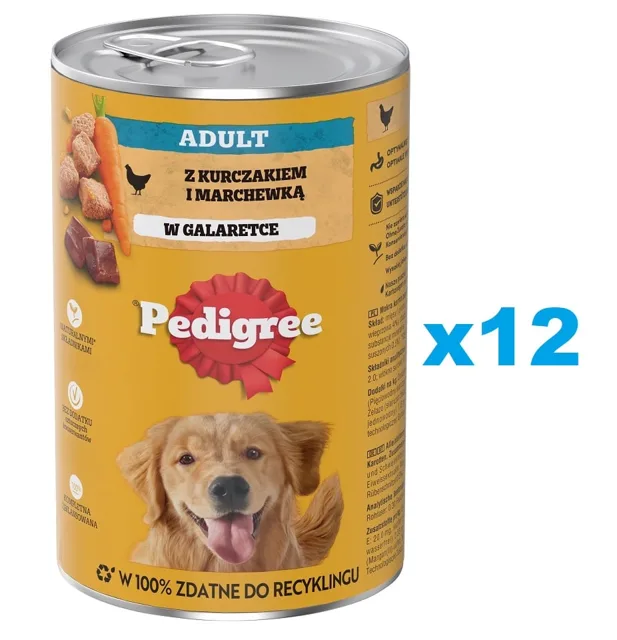 PEDIGREE Adult konzerva 12x1200g kompletní mokré krmivo pro dospělé psy s kuřecím masem a mrkví v želé