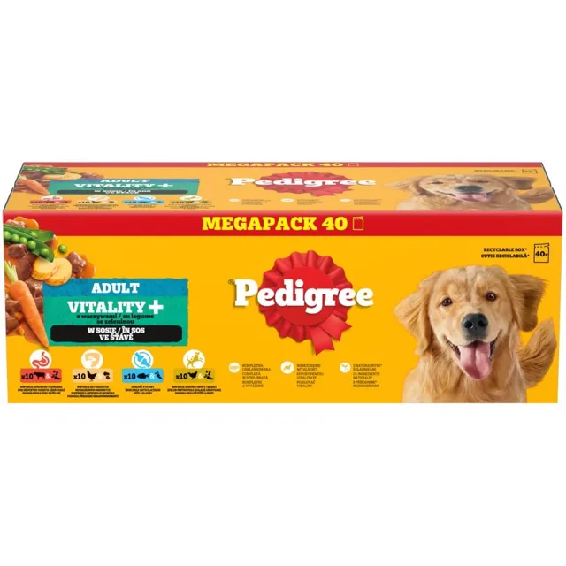 PEDIGREE Adult Vitality+ se zeleninou v omáčce, 40 x 85 g mokrá strava pro dospělé psy