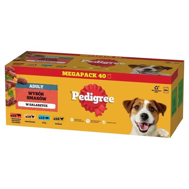 PEDIGREE Adult Výběr příchutí v želé 40x100g s hovězím masem, kuřecím masem, rybami, drůbeží