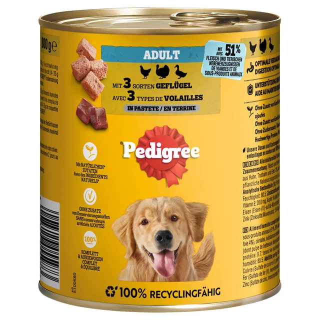 Pedigree Classic 12 ks (12 x 800 g) - hovězí, jehněčía kuřecí v paštice