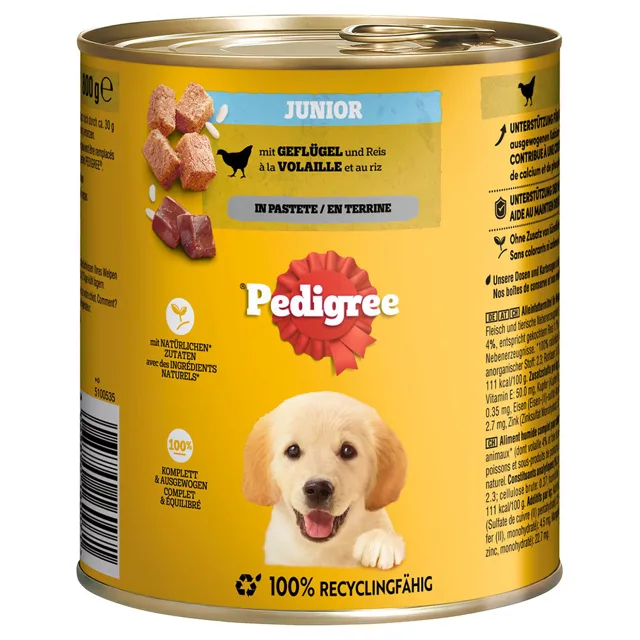 Pedigree Classic 12 ks (12 x 800 g) - junior drůbeží v paštice
