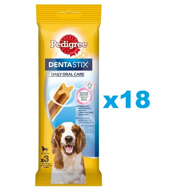 PEDIGREE DentaStix (střední plemena) zubní pamlsek pro psy 54 ks - 18x77g