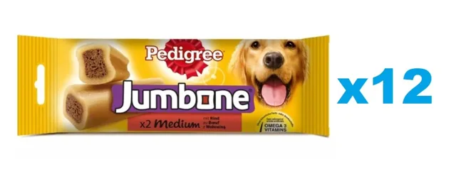 PEDIGREE Jumbone pochoutka s příchutí hovězího a drůbežího masa pro psy středních plemen 12x180 g