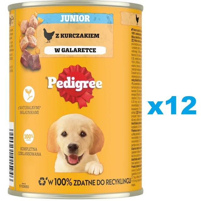 PEDIGREE Junior 12 x 400g kompletní krmivo pro rostoucí psy s kuřecím masem v želé